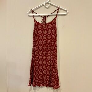 Brandy Melville Skylar Dress Red Medallion Print Tie Back Mini